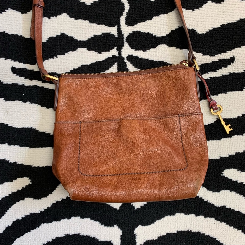 Fossil Amelia Brown Leather Crossbody Bag